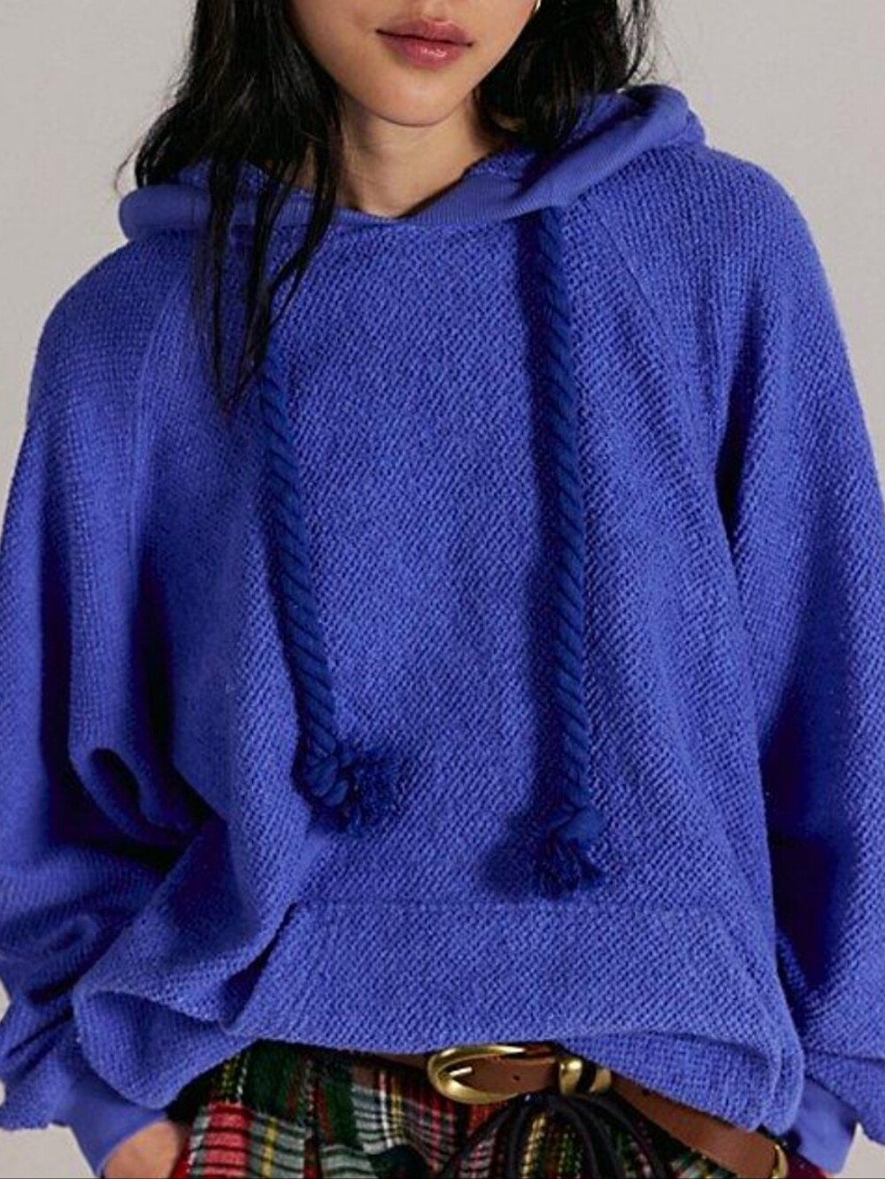 Free People Blue Knit Hoodie